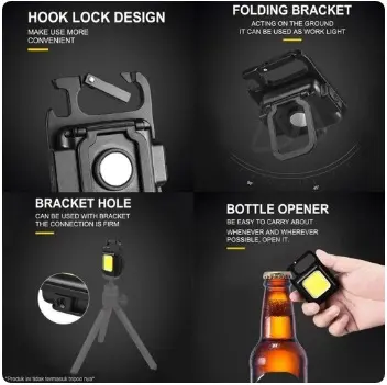 Lampu Mini COB LED Terang Carabiner Gantungan Kunci Tas Senter Camping 1