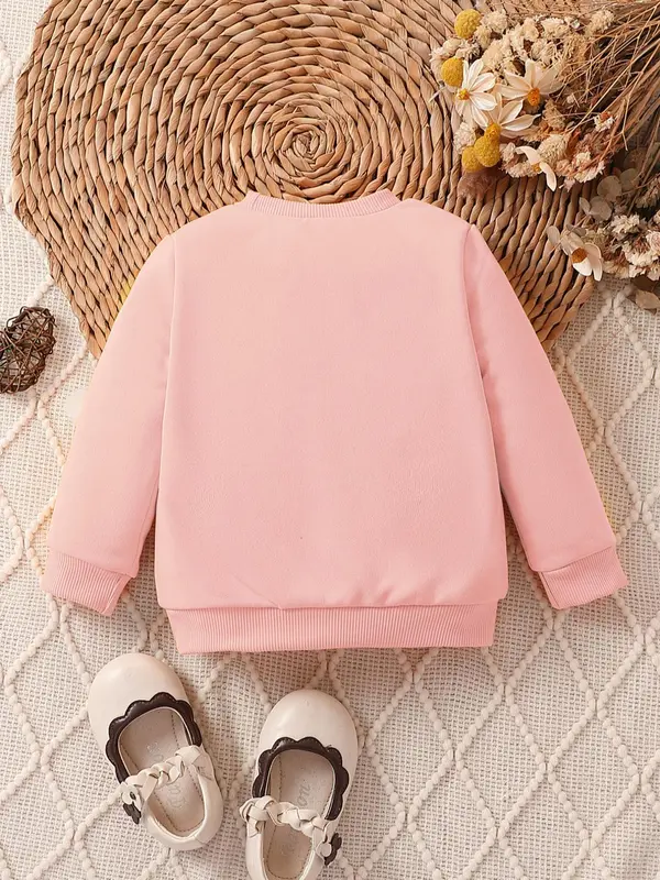 Baby Girl's "Daddy's Girl" Letter Print Crewneck Sweatshirt, Casual Round Neck Long Sleeve Pullover Top for Baby Girls, 2024 Trendy New Kids Fashion 5