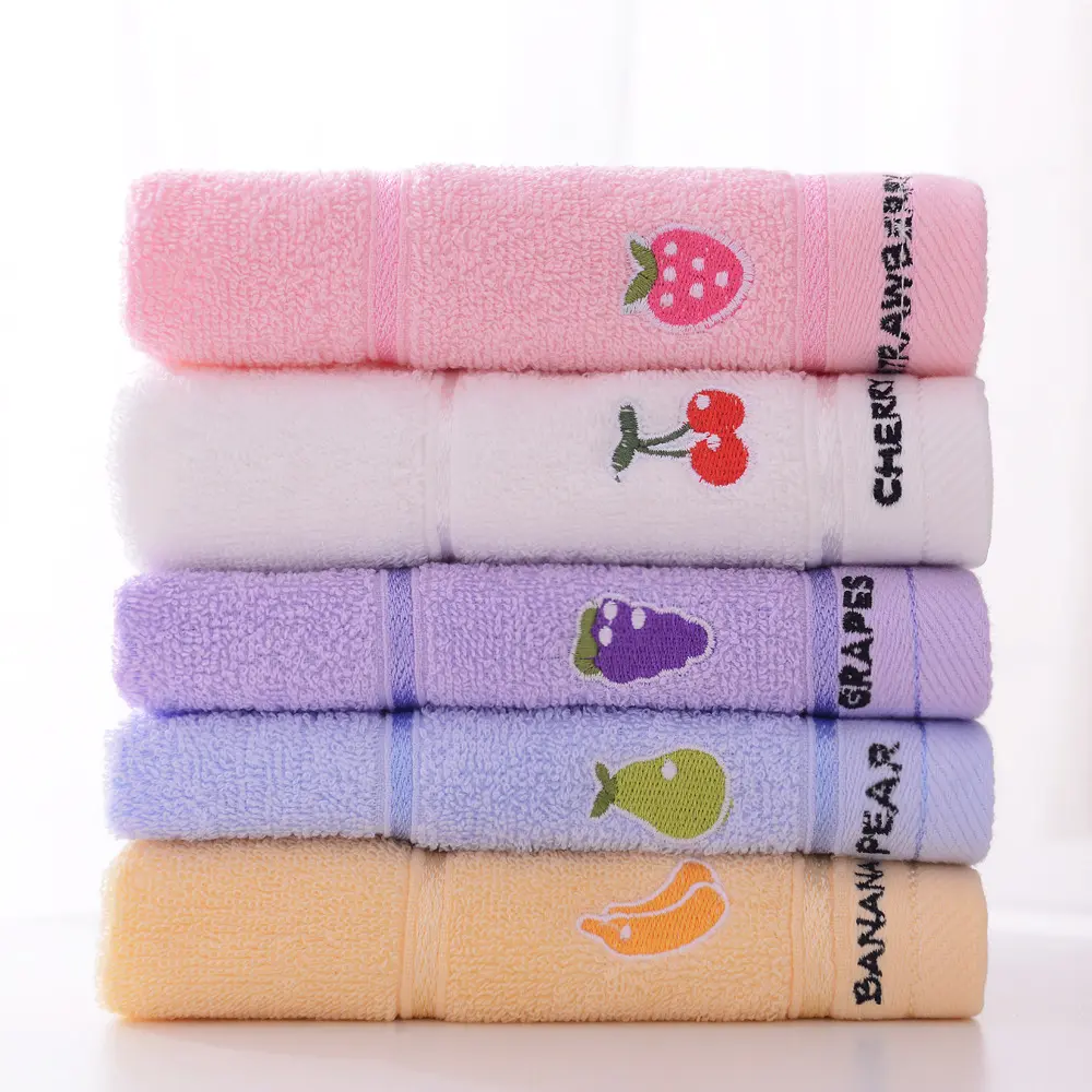 A piece Children's towel cotton cartoon solid color square towel soft absorbent saliva towel for infants and toddlers