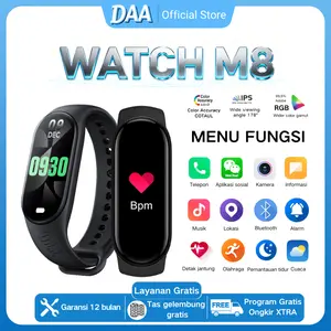 DAA M8 SmartWatch band Panggilan Bluetooth smartwatch Putar Musik Dial Kustom Jam Tangan Olahraga Hitung Langkah Pemantauan Detak Jantung Tekanan Darah Jam Tangan Pria Jam Tangan Wanita