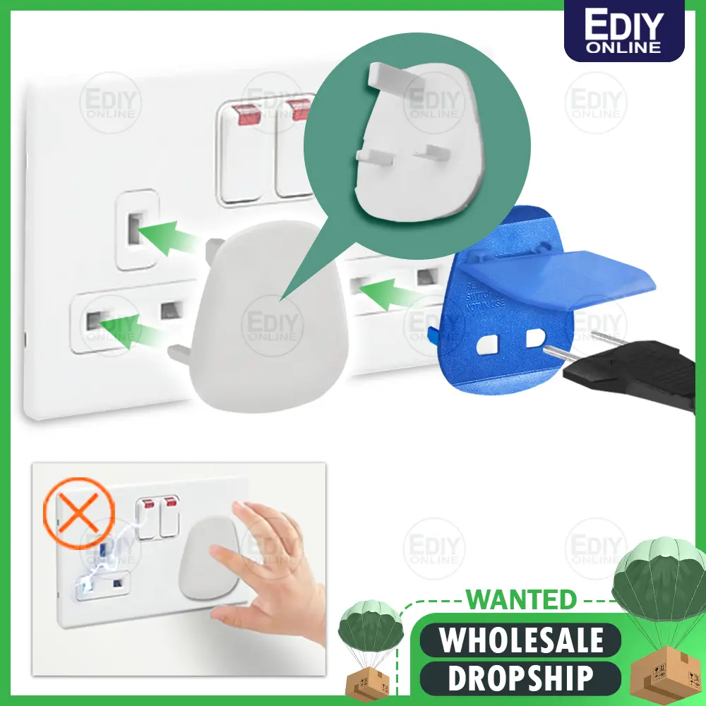 【NEW】 Safety Children 3 Pin Outlet Power Socket Cover Plug Childproof Baby Kid Kanak Anti Shock UK Protect Protector Suis Penutup Cap Key Plug (Random Color)