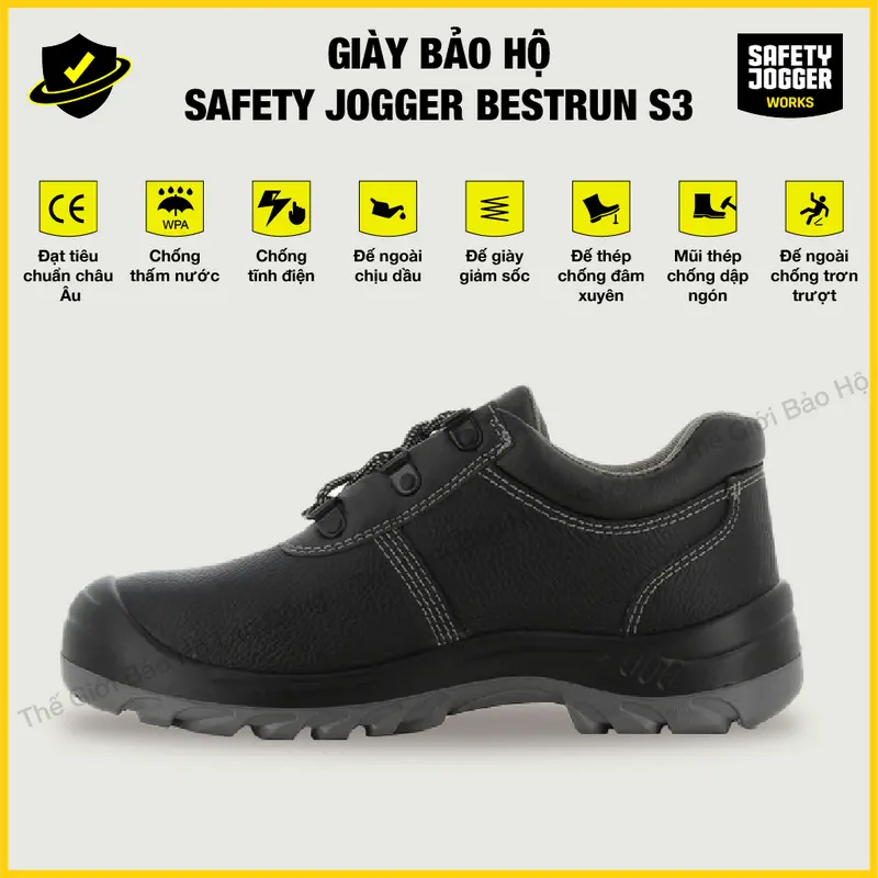 Giày Bảo Hộ Lao Động Safety Jogger Bestrun S3 Chống Thấm Nước, Chống Vật Nhọn  Đâm Xuyên, Chống Va Đập Mạnh, Chống Trơn Trượt, Chống Tĩnh Điện, Đế Ngoài Chống Dầu Và Nhiên Liệu 4