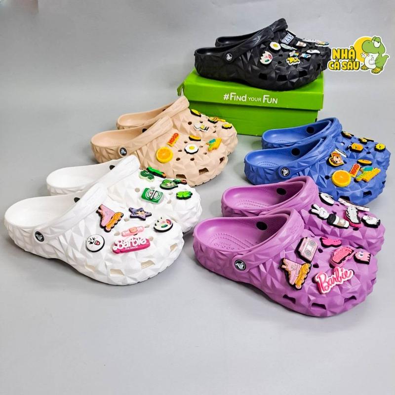 Dép  classic sầu riêng nam nữ chính hãng tặng kèm 10 jibbitz, dép sục  kim cương unisex full nhựa EVA chống trơn trượt Nhà Cá Sấu