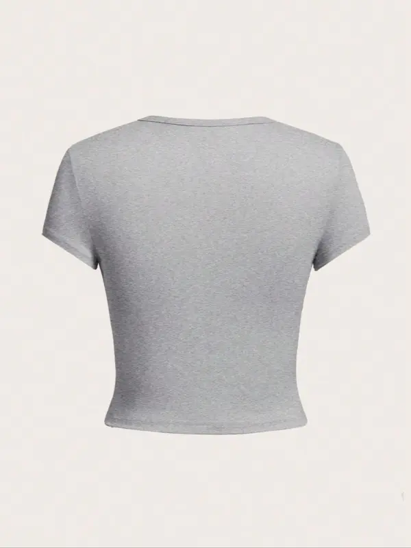 Women's Letter Print Round Neck Tee, Casual Short Sleeve Crop T-shirt, Ladies Summer Outfit for Daily Wear, Tops for Women, Shortsleeve Graphic Tees 8