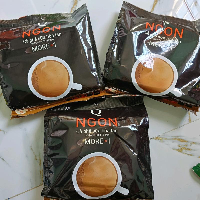  Combo 3 bịch cà phê sữa hoà tan Trần Quang Ngon. Mỗi bịch 24 ống×20g. 