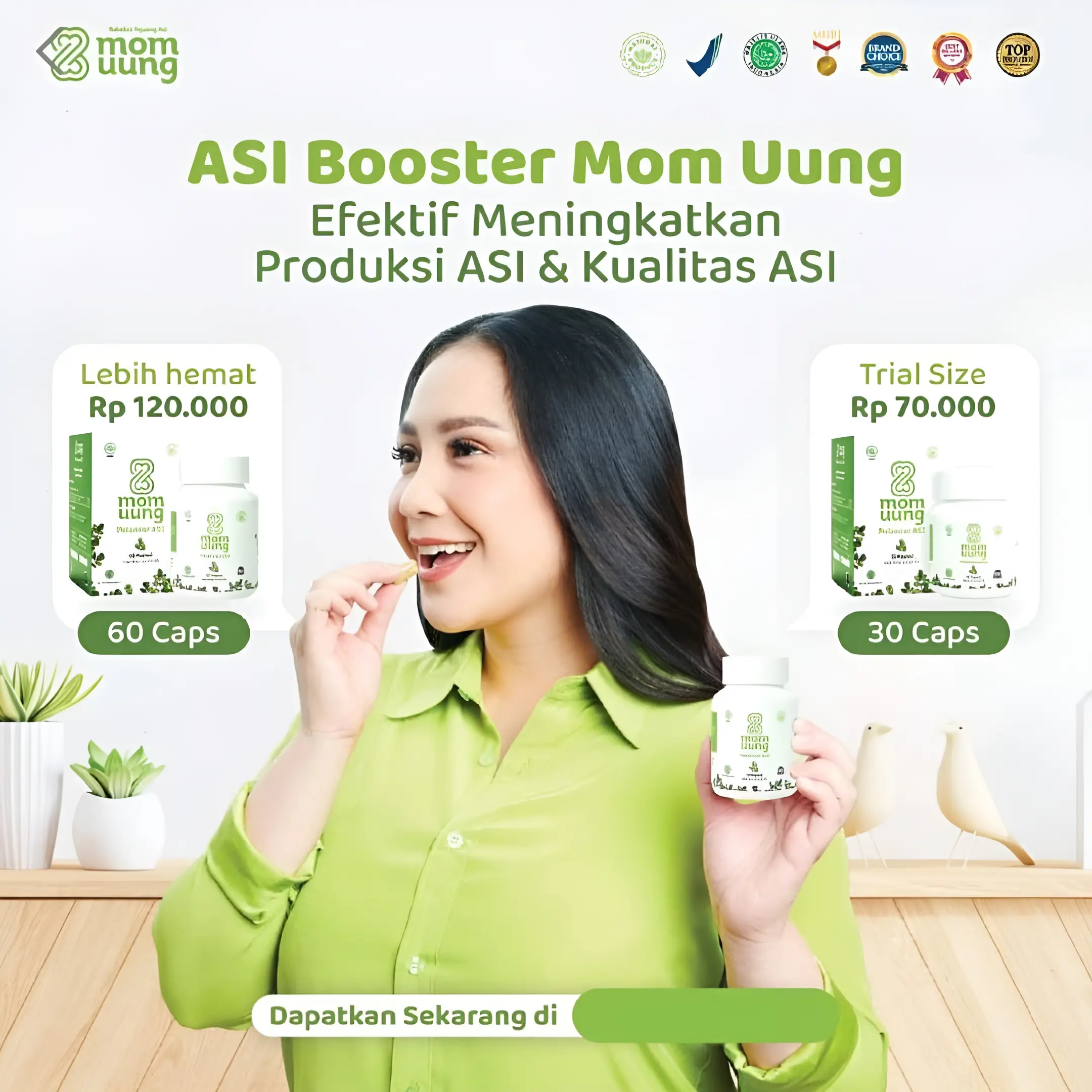 ASI Booster Mom Uung isi 60 Kapsul Solusi Pelancar ASI Alami Aman BPOM dan Halal