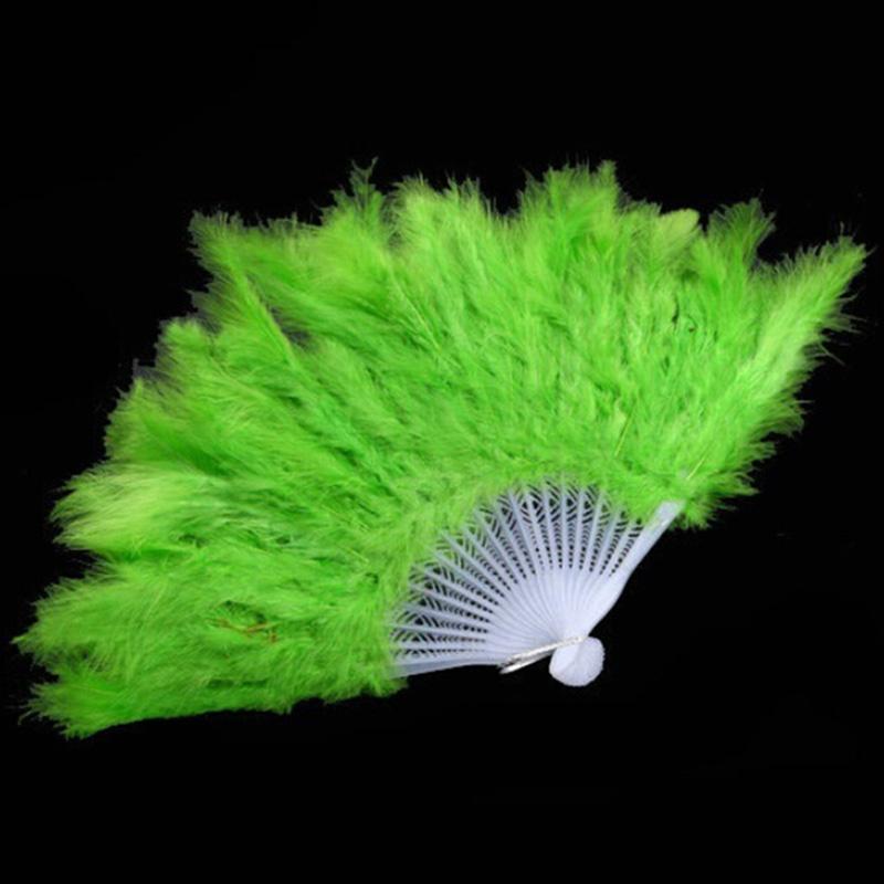 Product Introduction of 9 Colors New Costume Wedding Showgirl Dance Folding Hand Feather Fan Fancy 17