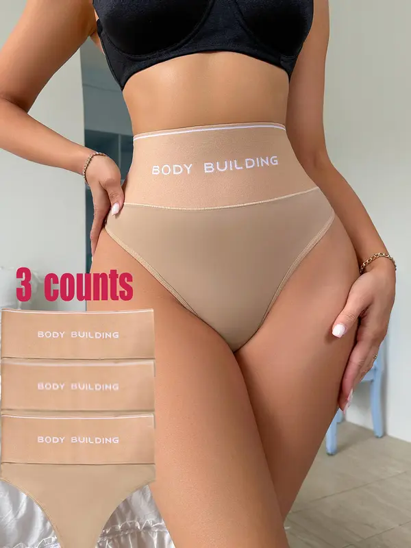 Women's Letter Tape High Waist Shapewear Panty, Tummy Control Butt Lifting Shaper, High Stretch Seamless Shapewear for Daily Wear 0