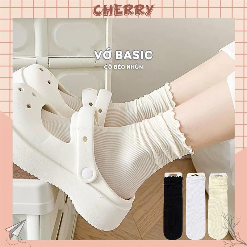 Tất cổ cao nữ bèo nhún chất liệu cotton mỏng thấm hút mồ hôi tốt - Cherry Shop Women
