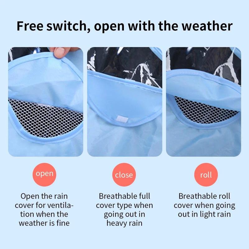Product Introduction of Portable Universal Baby Stroller Waterproof Rain Cover Stroller Accessories Wind Dust Shield Zipper Open for Pushchairs Raincoat 12