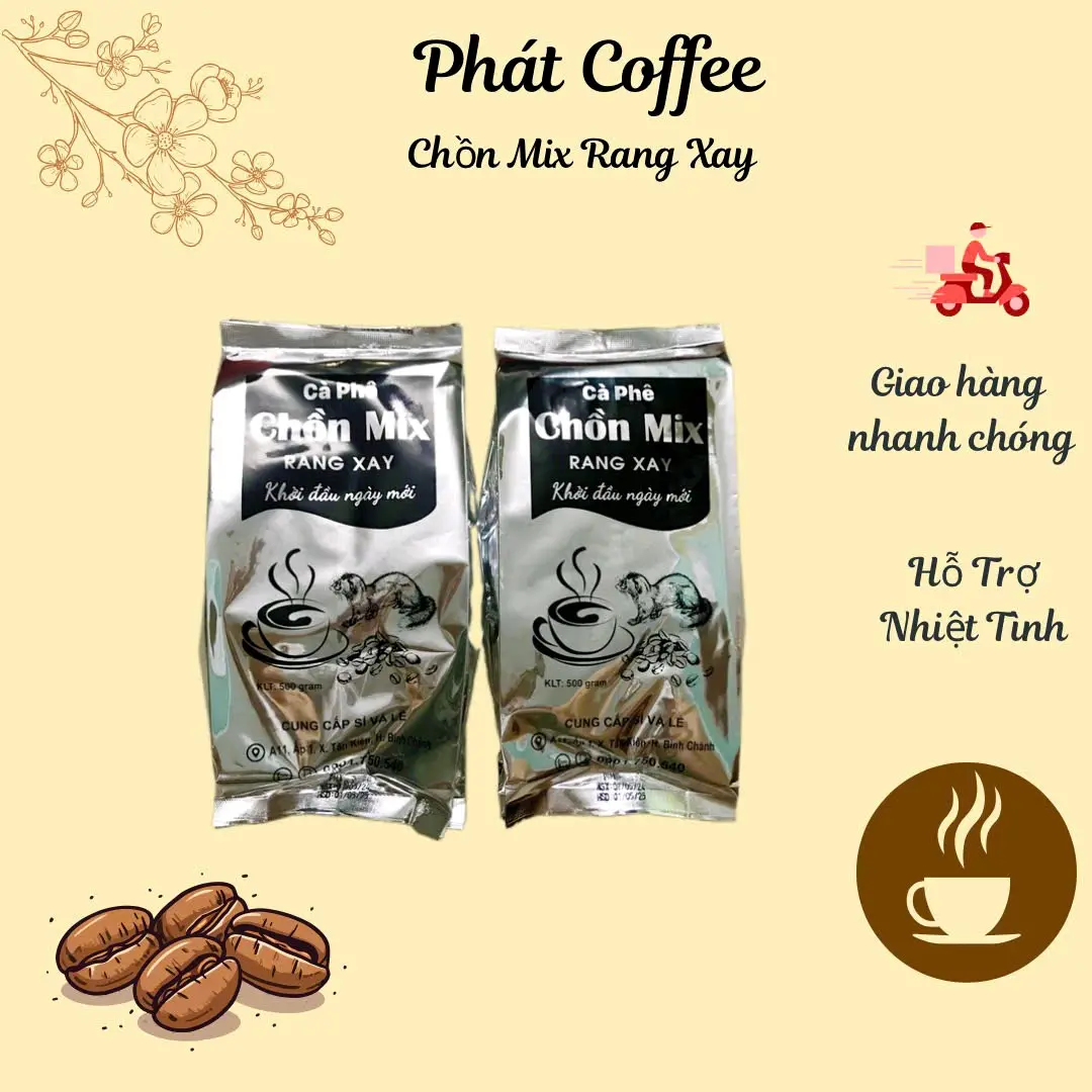 <Date mới>1kg cà phê trộn chồn Mix túi bạc