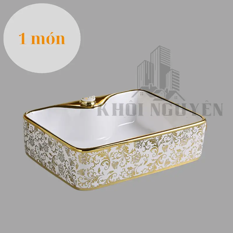 lavabo nhà tắm đẹp .Chậu lavabo sứ để bàn hoa văn phủ nano 2