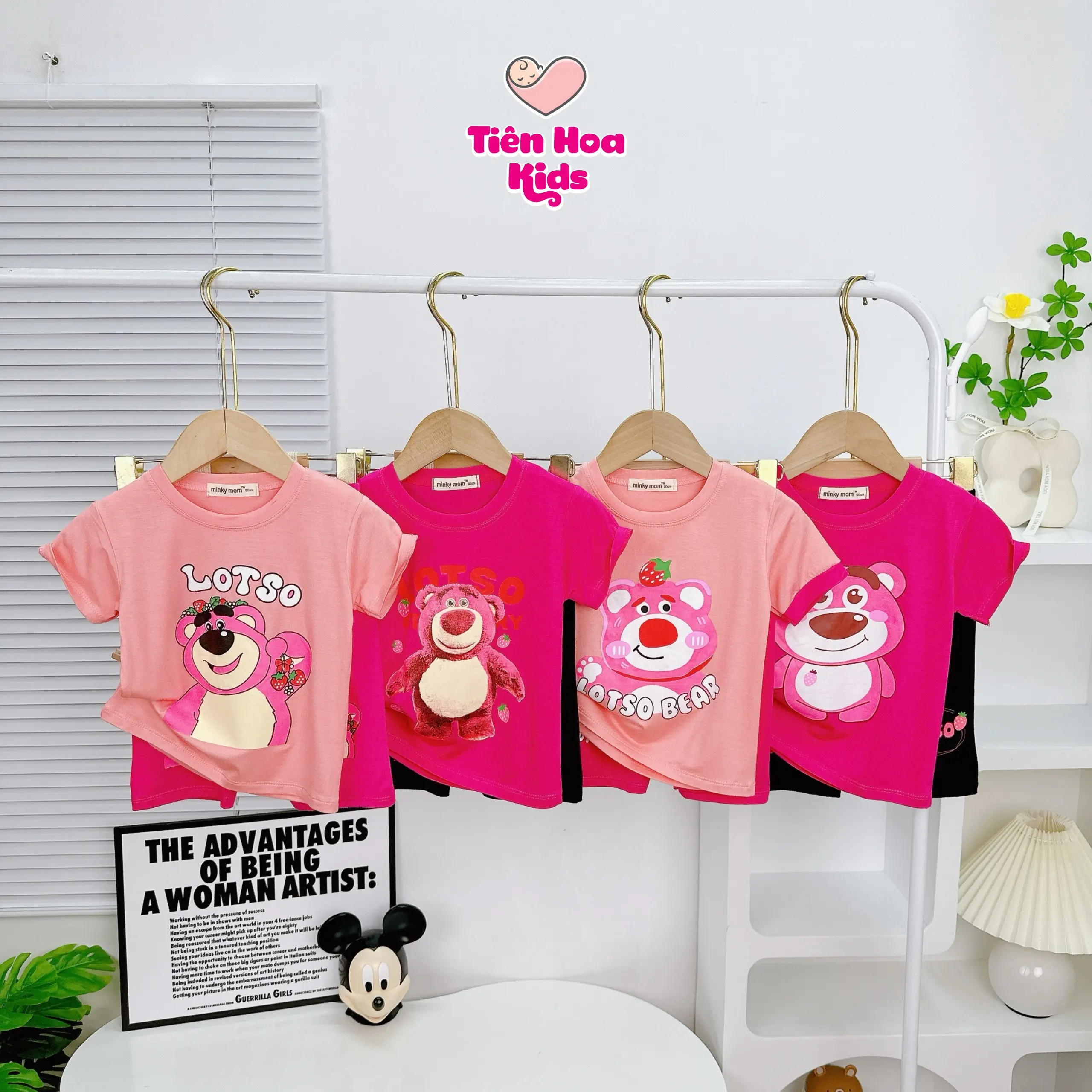 [Bé 7-32kg] Bộ Quần Áo Ngắn Tay Quần Lửng Cho Bé Gái Cao Tối Đa 1m3, In Gấu Dâu, chất vải Thun Lạnh Mềm Mịn Mát Cho Bé đi học đi chơi