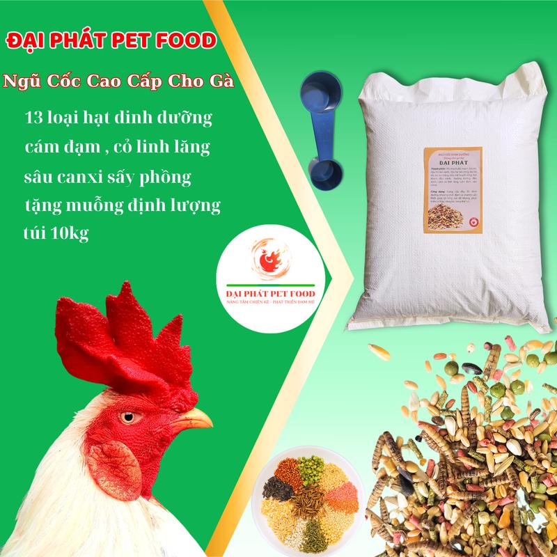 10kg ngũ cốc hạt có sâu sấy cho gà kèm cống đựng thức ăn hoặc muỗng định lượng