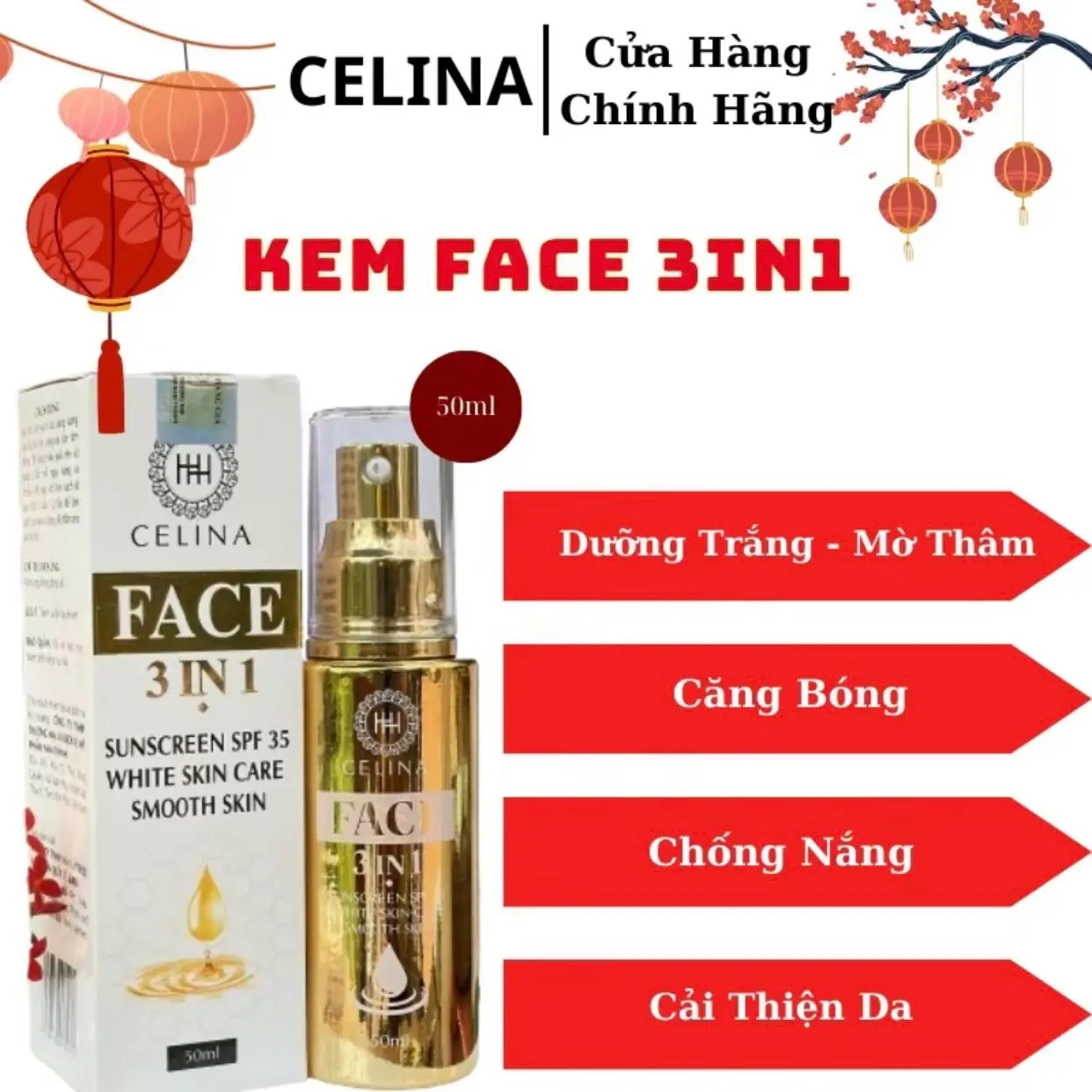 Kem chống nắng Celina 3 in1 dung tích 50ml