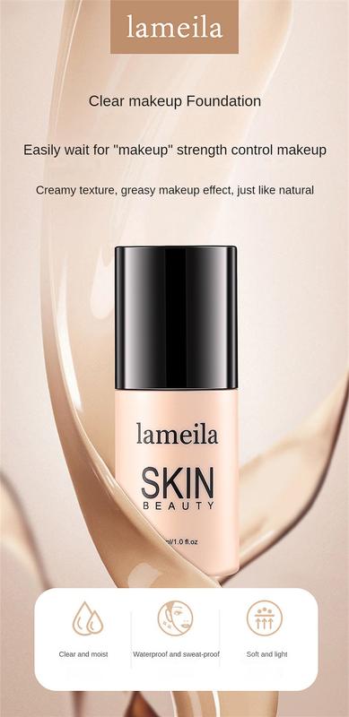 Product Introduction of Lameila - asas cecair, pelembap, matte, halus, untuk mencipta solekan semula jadi, kosmetik kecantikan muka, mencerahkan, kalis air, tahan lama, tidak mudah kusam, 30ML 2