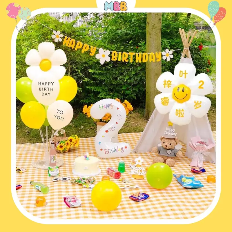 [TẶNG STICKER] Bóng Số Sinh Nhật Màu TRẮNG Cao 70cm KÈM STICKER Trang Trí Sinh Nhật Phong Cách Hàn Quốc 2