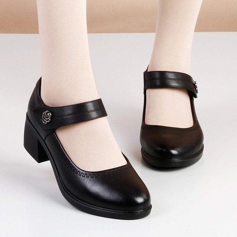 GIÀY DA QUAI NỮ GÓT VUÔNG 5CM Women Shoes giay cao