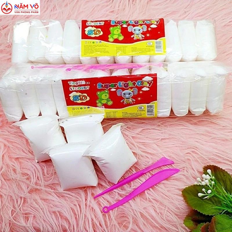 LỐC 12 Bịch MÀU TRẮNG Đất Sét Nhật Xốp Nhật Đất Nặn Sét Siêu Nhẹ Xốp Tự Khô Đất Xốp Siêu Nhẹ An Toàn Tạo Hình Cho Bé