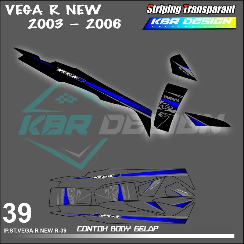 VEGA R NEW 2003 - 2006 (COD) STIKER STRIPING MOTOR YAMAHA VEGA R NEW 2003 - 2006 - STIKER LIST GRAFIK SIMPLE WARNA VARIASI DESAIN RACING KBR.DESIGN HOLOGRAM DAN TRANSPARAN BISA COD KBRD.KODE-39 0
