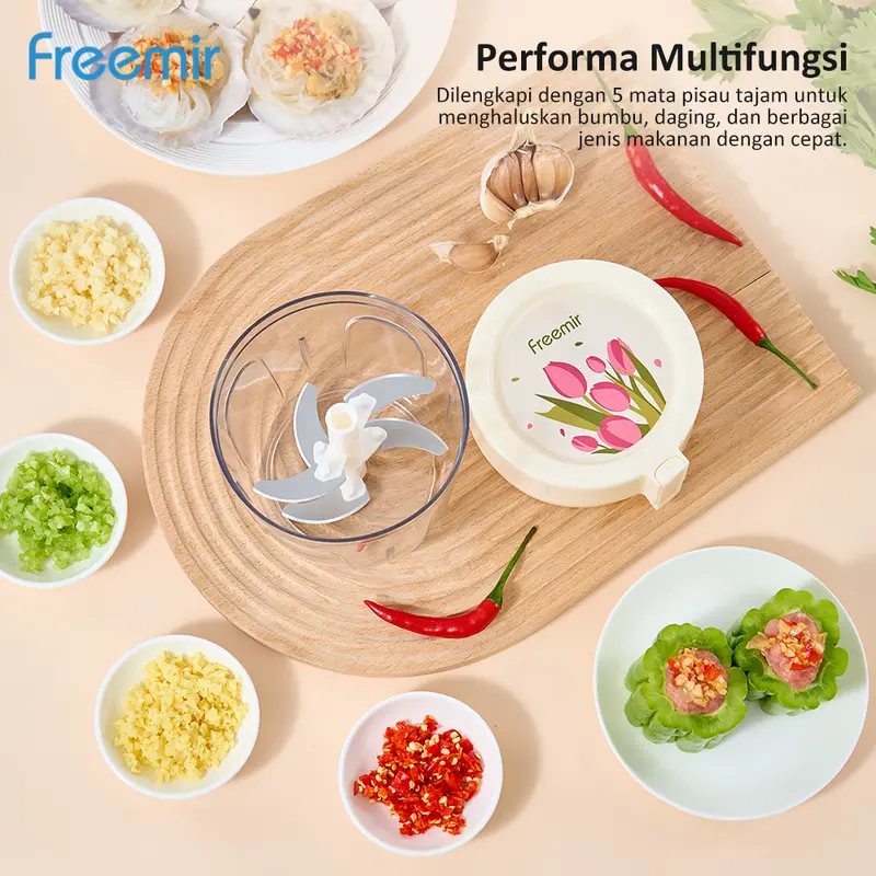 [freemir] Chopper Pencacah Kapasitas 920ml Chopper Tarik Blender Manual Penggiling Penghalus Bumbu Besar Serbaguna 2