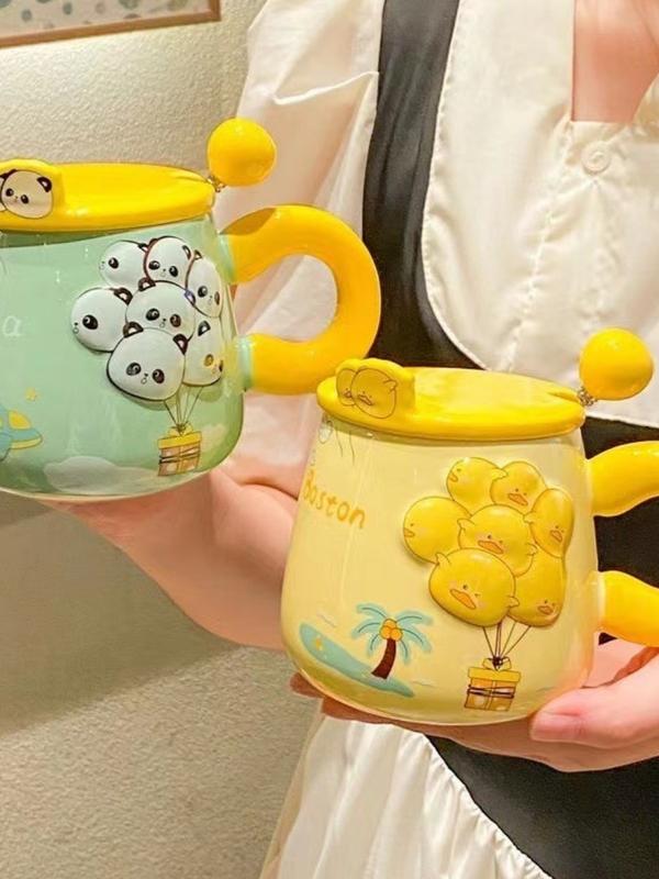 Cốc sứ quai chùm bóng, ly uống nước cafe kute dễ thương hài hước, đồ quà tặng sinh nhật người kèm nắp thìa cực chill 8