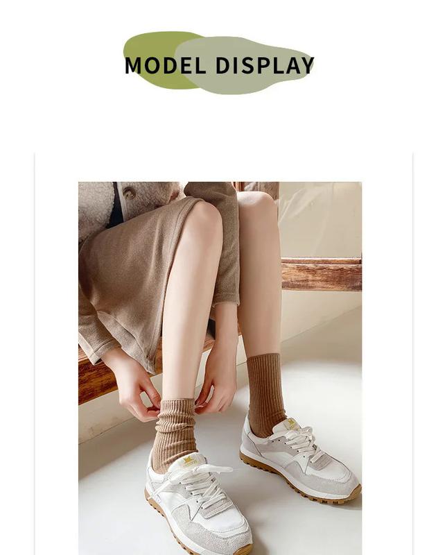 Product Introduction of 1Pcs New Female Japanese Socks Solid Color Women's Casual Cotton Cute Socks Autumn Simple Women's Medium Length Socks 3