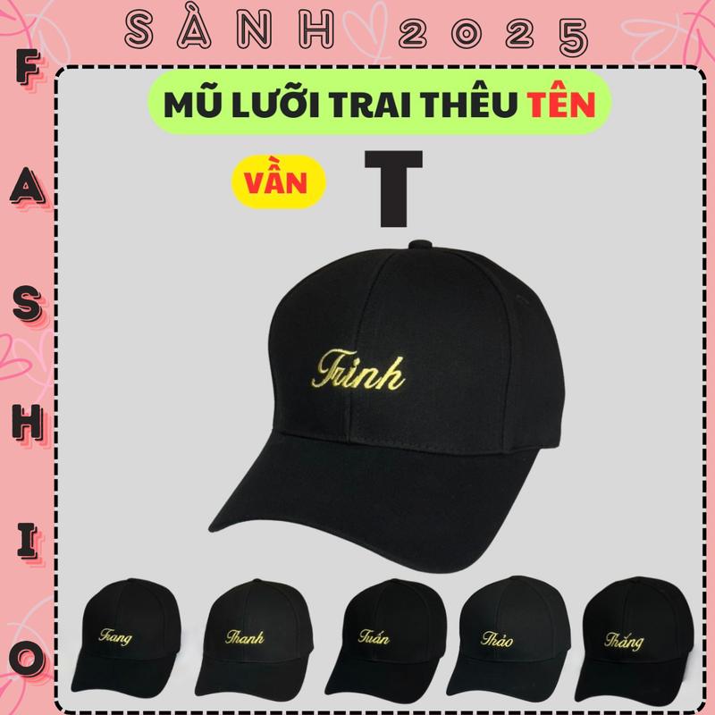 Vần T Mũ lưỡi trai thêu Tên THÁI THẮNG THANH THẢO THỊNH THƯ THUÝ THUỶ THY TRÂM TRANG TRÍ TRINH TRƯỜNG TIẾN TUẤN cao cấp chất kaki form unisex nam nữ_sanhfashion Hoa Voi