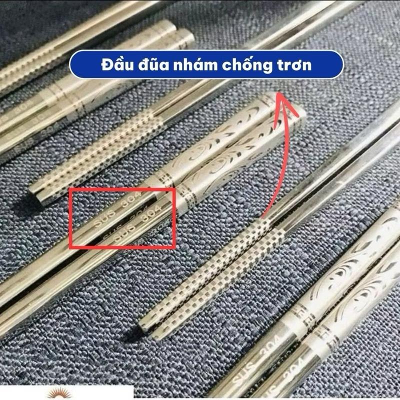 Đũa inox 304 Hàn quốc khắc laze chống trơn trượt kháng khuẩn ẩm mốc đũa  inox xịn