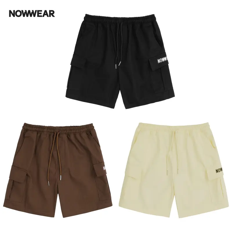 Quần Short Kaki Túi Hộp Nowwear Ngắn Trên gối Unisex Nam Menswear Có Túi Dây Rút Cotton Quần Lửng 0