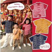 Gambar HEYTIMMY - CHEONGSAM BATIK KOMBINASI / Baju Imlek Lengan Pendek Anak Laki Laki Bahan Katun Batik Cap / Red Merah Yellow Kuning Navy / Umur 3 4 5 6 8 10 12 14 16 tahun - CHANG, 12-14 tahun dari Heytimmy Kota Administrasi Jakarta Utara 1 Tokopedia