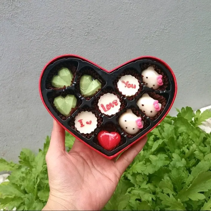 Hộp socola valentine hình trái tim 10 v đẹp kèm túi và thiệp
