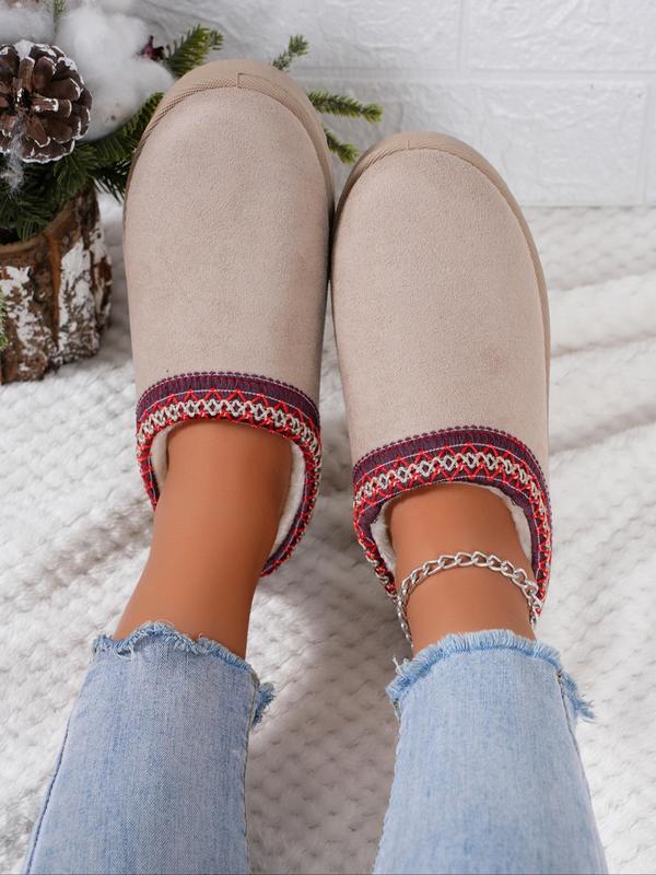 Women's Solid Color Plush Lined Slippers, Casual Soft Comfortable Non-slip Home Slippers, Warm Slippers for Indoor & Outdoor Use for Fall & Winter 5
