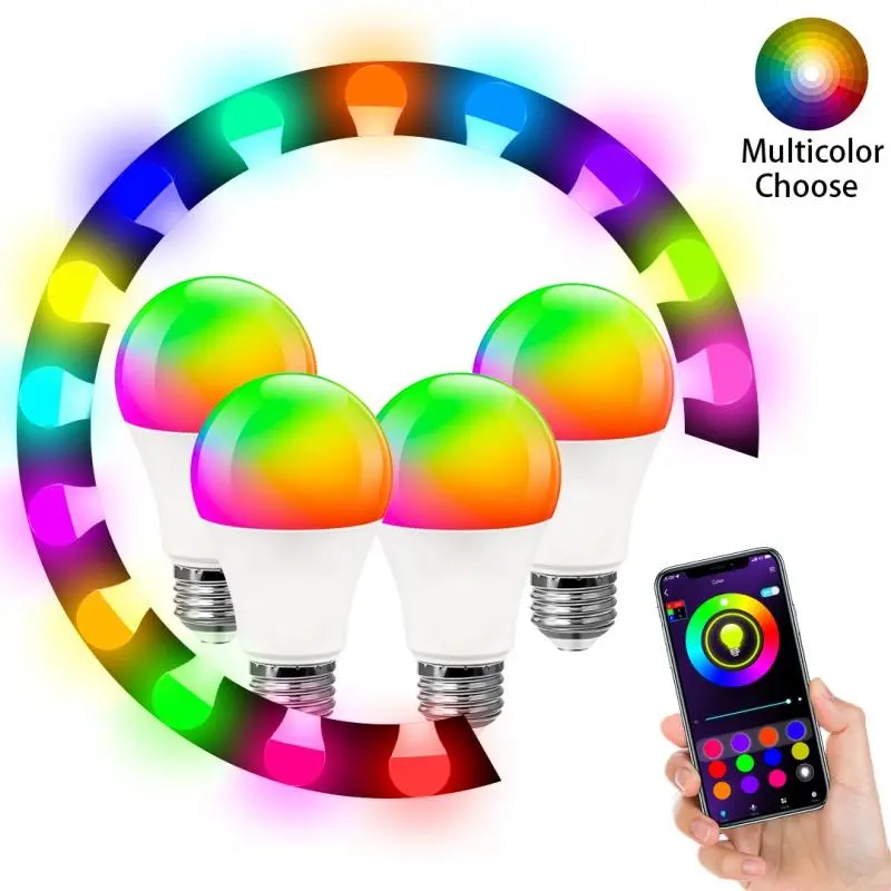 Festival Decor/Gifts, Advent Calendar 2024, Smart Light Bulbs, Smart Home Lighting, RGBW LED Color-Changing Bulbs, Recognizable Music Synchronization, A19 E26 9W 800LM (Alexa/Google/WiFi is Not Supported)