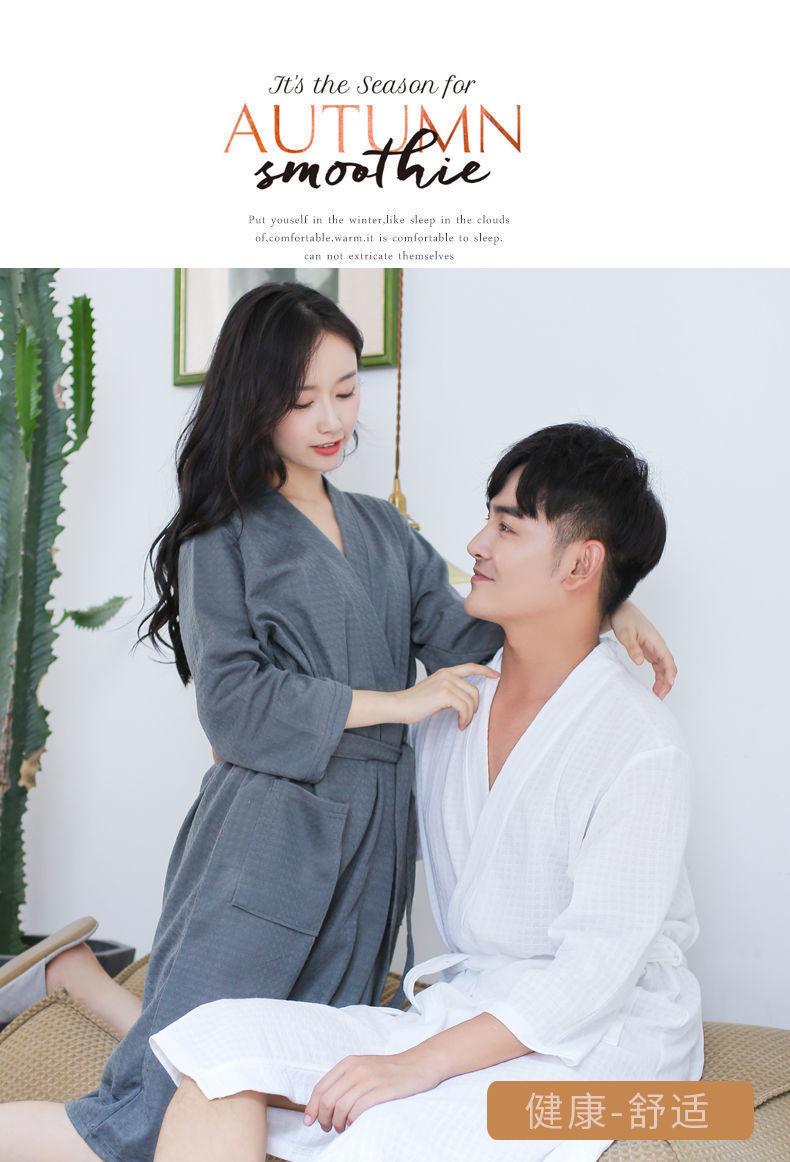 Product Introduction of [HTK 1189 People] Nightgown Women's Summer Thin Bathrobe Water-Absorbing Quick-Drying Couple Bathrobe Men's 100.00kg Mid-Length Plump Girls Pajamas plus Size 8