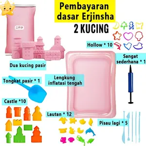 Mainan Anak Pasir Ajaib 2kg dengan Box dan Cetakan Mainan Edukasi Sensori Lengkap dengan Wadah Sendok dan Alat Bermain Cocok untuk Anak Usia Dini