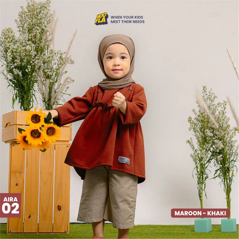 Hooflakids - Setelan Anak Bayi Perempuan Blouse Celana Aira Baby Set Katun 4