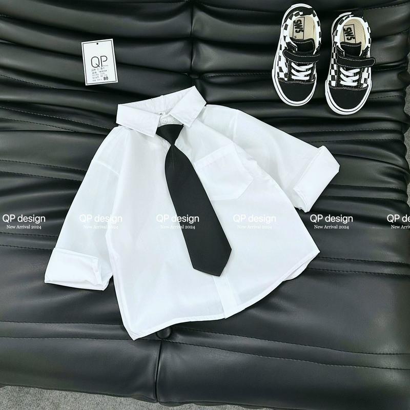 Áo sơ mi trắng kèm cà vạt cho bé 11-30kg