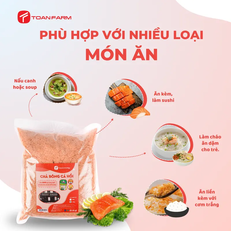 [TÚI SỈ 1 kg] Ruốc Chà Bông Cá Hồi Nguyên Vị - Phù Hợp Cửa Hàng Cháo Dinh Dưỡng - Sashimi - Cơm Cuộn - Food 2
