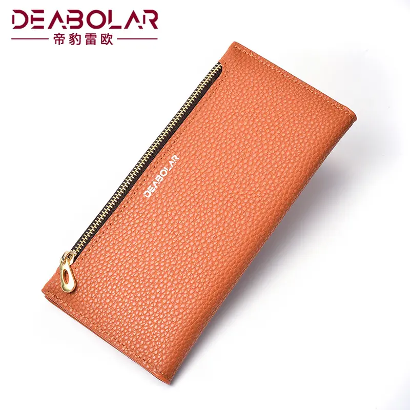 Manufacturer In-Stock Wallet for Women, Long Style, Lychee Grain, Solid Color, Simple Buckle, Thin Wallet, Multi-Card Slot, Leather Card Holder for Women camilla  ice  cube  purse