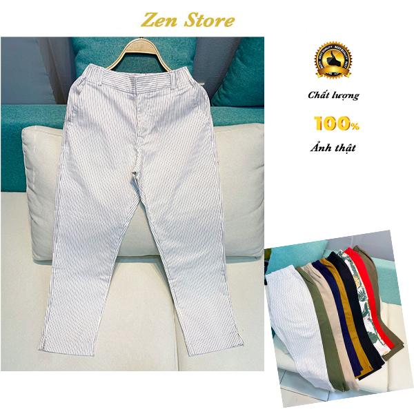  QUẦN KAKI 9 TẤC Nữ CO GIÃN VẢI  XUẤT LƯNG THUN SAU DỄ MẶC Women 