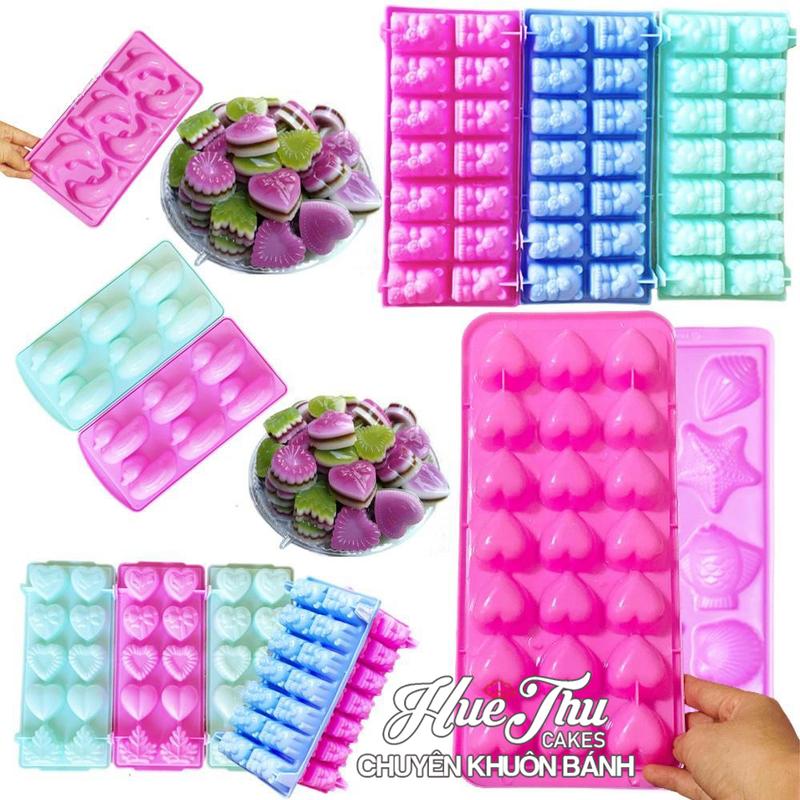 Khuôn Rau Câu Mini, Khay Đá, Khuôn Làm Thạch Trà Sữa (24+ Mẫu) Lá, Hoa, Trái Tim, Con Vật... Tha Hồ Chọn