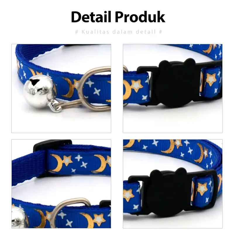 Kalung Lonceng Kucing Anjing Motif MOON & STAR (GESPER KEPALA KUCING) 3
