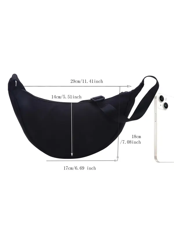 Women's Dumpling Shaped Underarm Bag, Casual Simple Solid Color Hobo Bag, Fashionable Nylon Crossbody Bag with Adjustable Strap for Daily Used 3