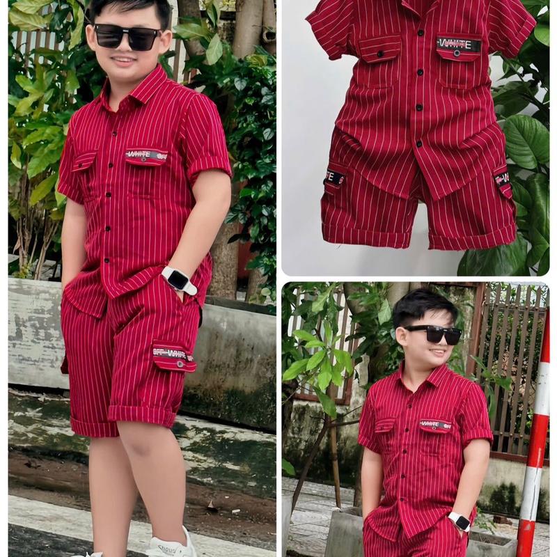 Bộ công tử túi nắp 2 bên kèm quần túi hộp sang chảnh MUPKIDS (Áo + Quần) 2