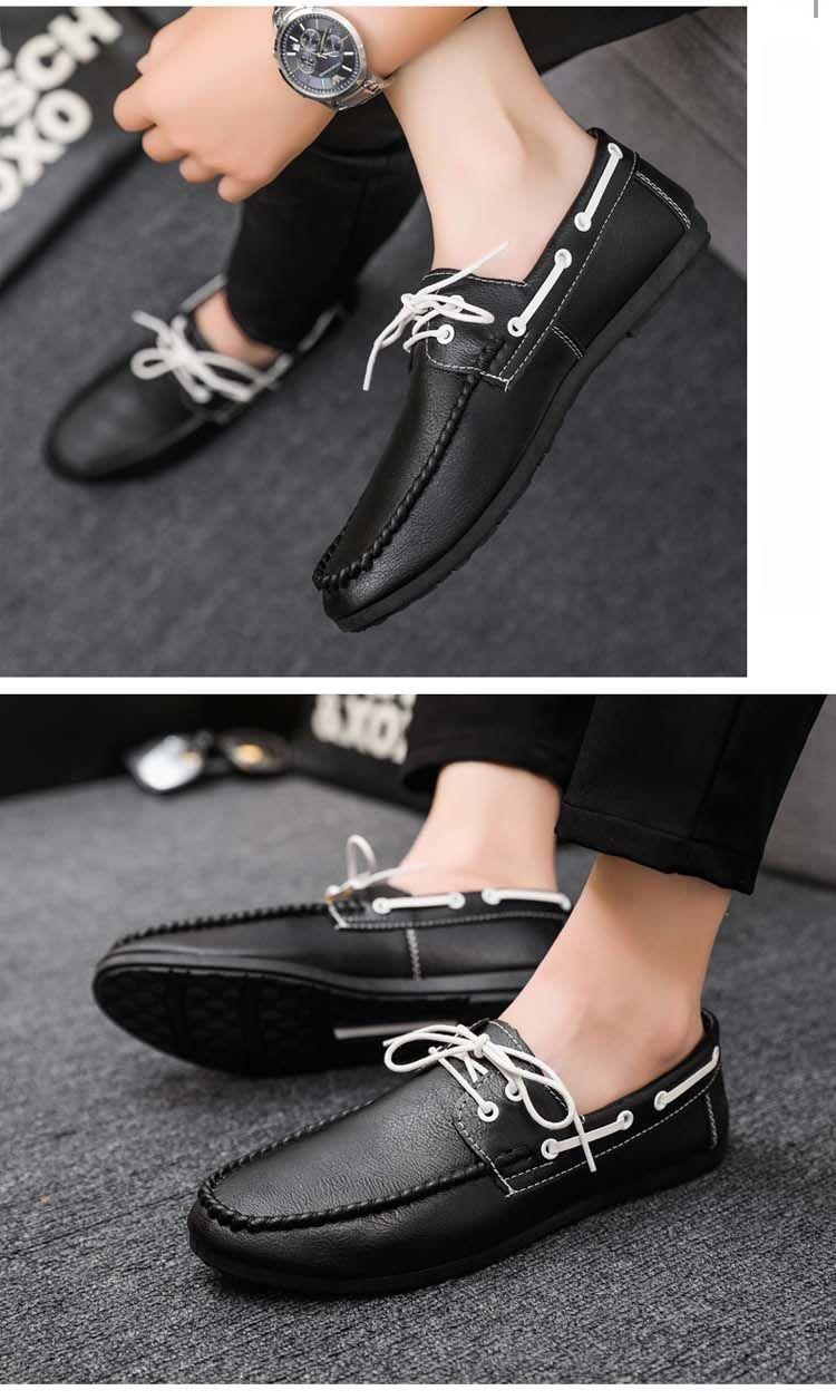 Product Introduction of Round Toe Shoes Casual Men's Slip-on Leather Shoe Flat Lightweight Breathable Dress Shoes 2024 New 19