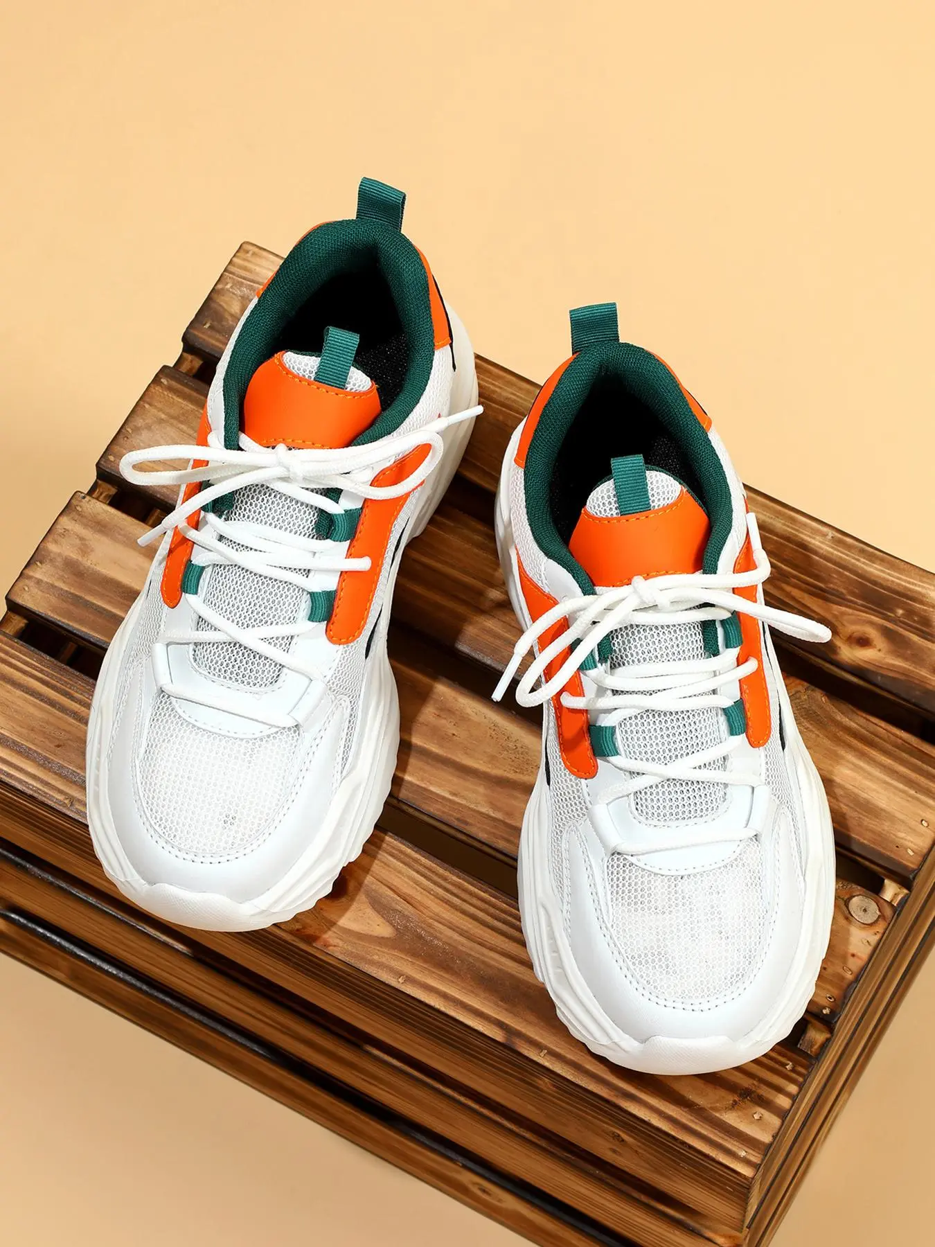 1 Pair Men's Trendy Color Block Printed Round Toe Low Top Sneakers, Gift for Couples, Please Take One Size Larger, Valentine's Day, Gift