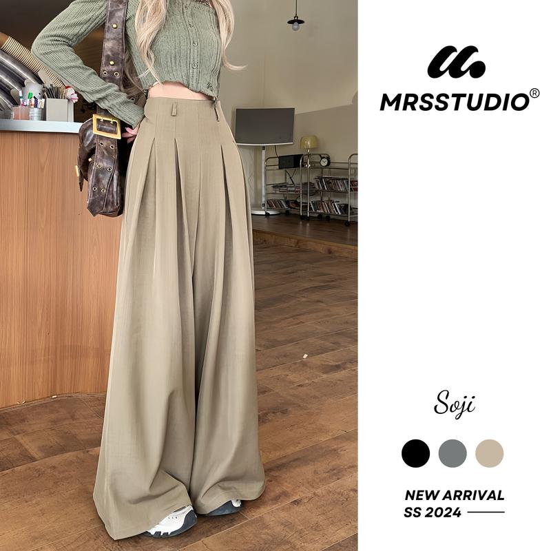 MRSSTUDIO - Quần Ống Rộng Nữ Cạp Cao Giấu Bụng 2025 Gen Eo tôn dáng che khuyết điểm  MRQ091G Women Ong Pants Voi