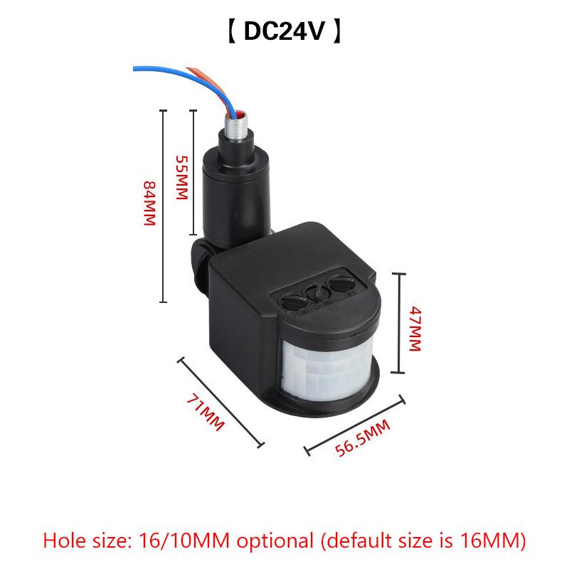 Product Introduction of 12V Motion Sensor 220V/110V PIR Movement Detector Automatic Infrared Wall Mount Timer Outdoor 24V LED Motion Sensor Light Switch 26