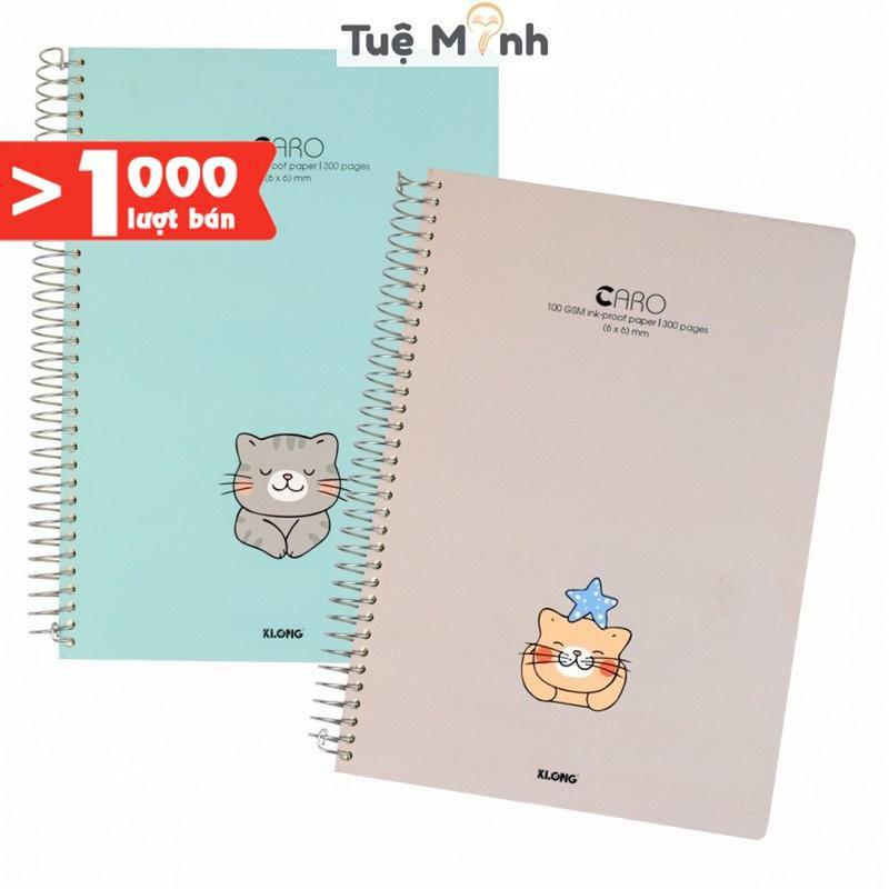 Sổ A4 300 trang caro 6x6mm lò xo đơn Klong MS 591 tập vở bìa Doodle dễ thương